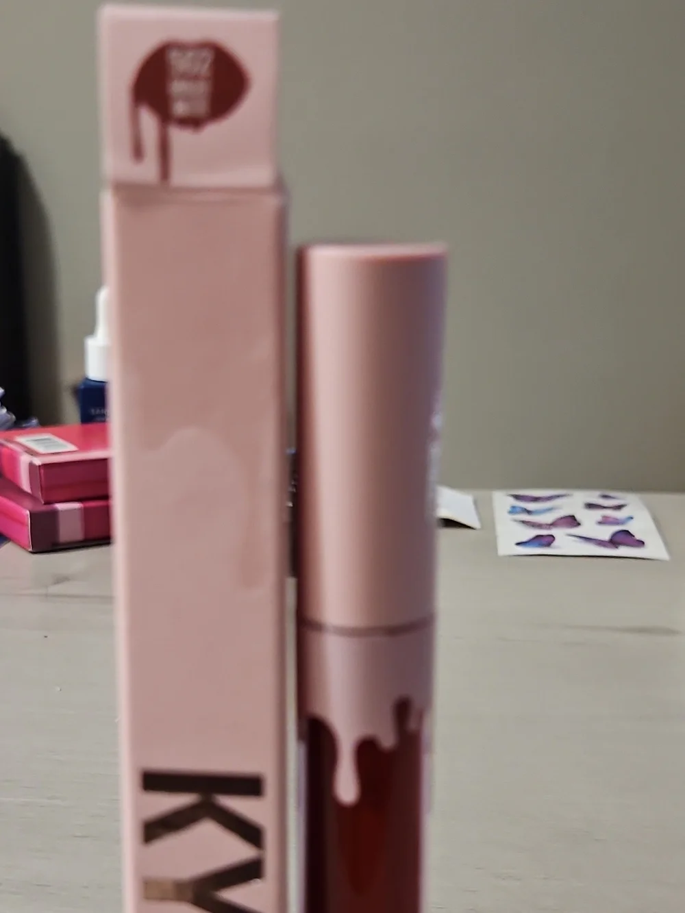 Kylie Cosmetics Pink Tube Liquid Lipstick with Deep Red Shade